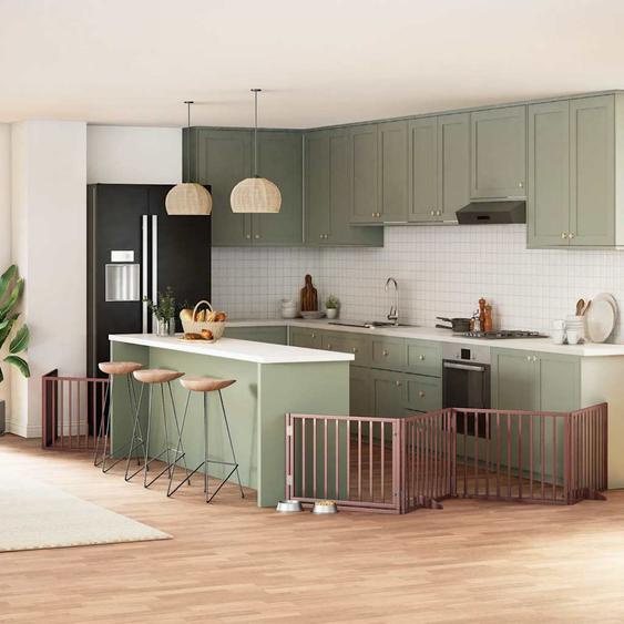 Barrière pour chien porte pliable 10 panneaux bois de peuplier