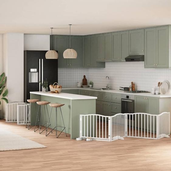 Barrière pour chien porte pliable 10 panneaux bois de peuplier