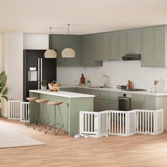 Barrière pour chien porte pliable 12 panneaux bois de peuplier