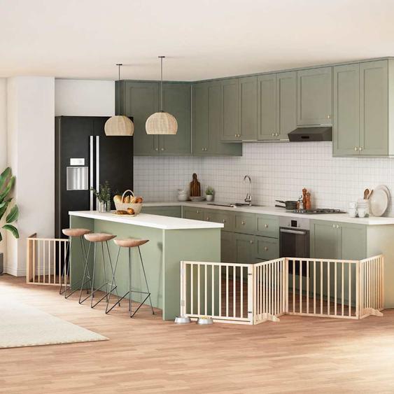 Barrière pour chien porte pliable 12 panneaux bois de peuplier