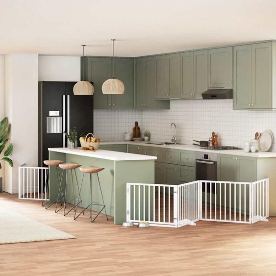 Barrière pour chien porte pliable 12 panneaux bois de peuplier