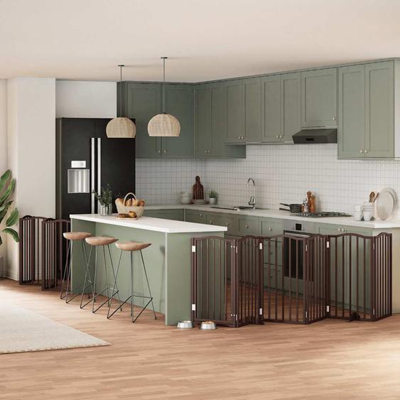 Barrière pour chien porte pliable 12 panneaux bois de peuplier