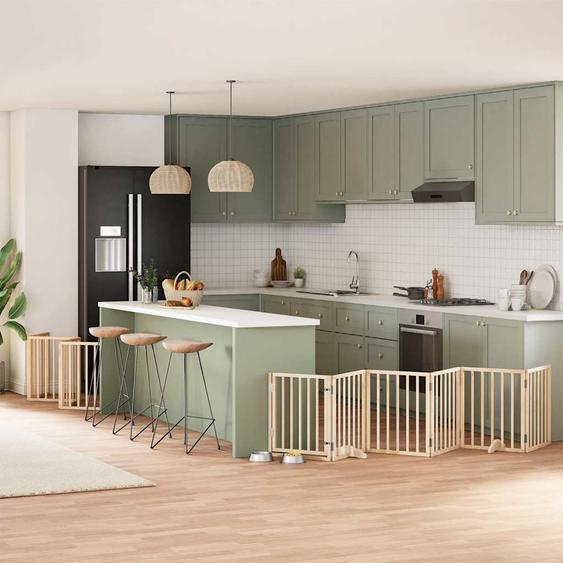 Barrière pour chien porte pliable 15 panneaux bois de peuplier