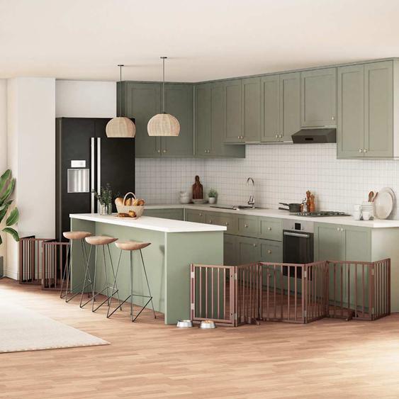 Barrière pour chien porte pliable 15 panneaux bois de peuplier