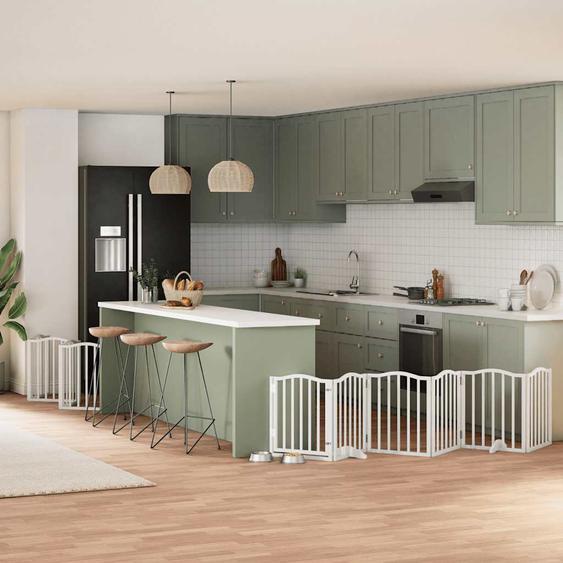 Barrière pour chien porte pliable 15 panneaux bois de peuplier