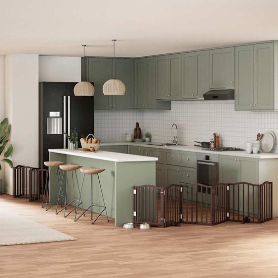 Barrière pour chien porte pliable 15 panneaux bois de peuplier