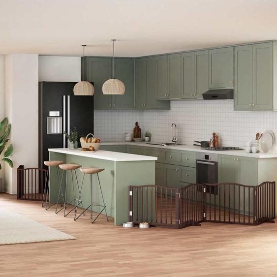 Barrière pour chien porte pliable 8 panneaux bois de peuplier