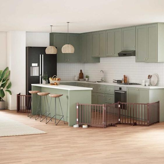 Barrière pour chien porte pliable 8 panneaux bois de peuplier