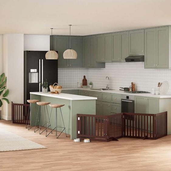 Barrière pour chien porte pliable 8 panneaux bois de peuplier