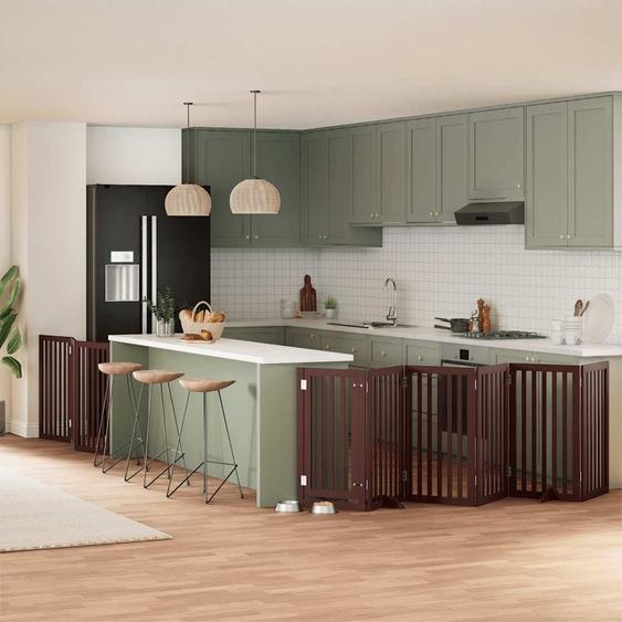 Barrière pour chien porte pliable 9 panneaux bois de peuplier