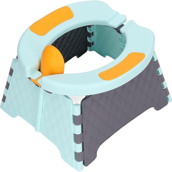 Base dure bleue, toilettes pliables pour jeunes enfants avec sac de nettoyage, chaise de pot portable pour bébé en voiture pour lintérieur et lextérieur
