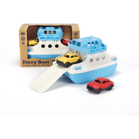 Bateau Avec 2 Mini Voitures – Jouet De Bain En Plastique Recyclé Blue;white