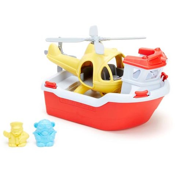 Bateau De Sauvetage Et Hélicoptère – Jouet 2 En 1 En Plastique Recyclé Multicolor