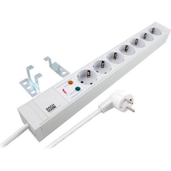 bâti de prises 19 1,2U, 7x contact de protection avec ÜSS, PVC, gris Fabricant : Bachmann (691693)
