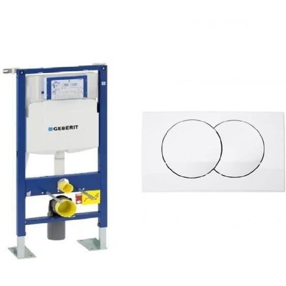 Bati support Geberit autoportant complet + plaque delta blanche