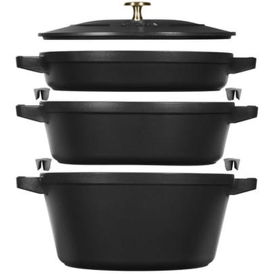 Batterie de cuisine empilable 4 pièces noires