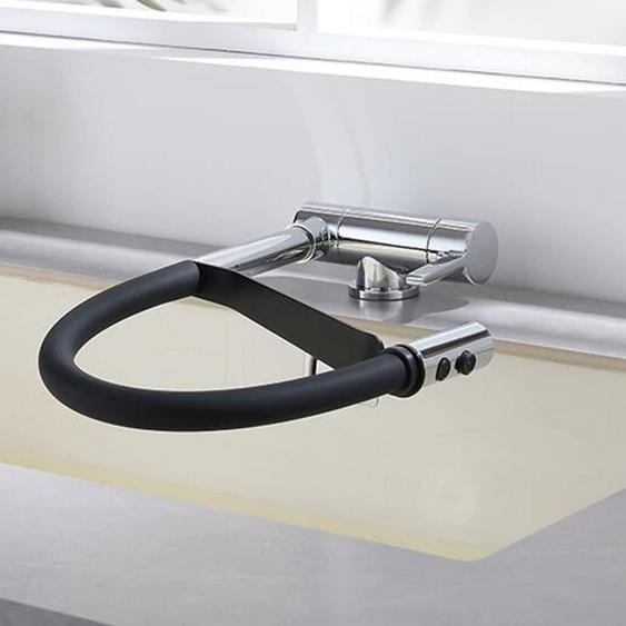 Batterie de cuisine, mélangeur, fenêtre pliante, laiton chromé, hauteur 75 mm