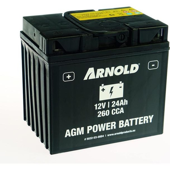 Batterie de démarrage AGM ARNOLD AZ104, 12V 24Ah, 260 CCA pour tracteurs de pelouse 5032-U3-0004, +pôle à gauche
