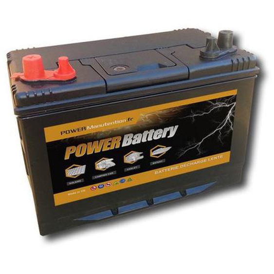 Batterie décharge lente POWER BATTERY - 12v - 100ah - Double borne