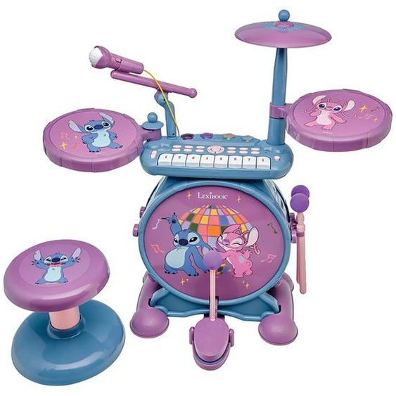 Batterie Électronique Lumineuse Complète Avec Clavier, Cymbales Et Tabouret Stitch Rose