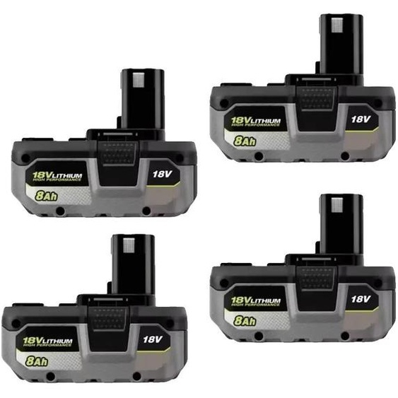 Batterie haute capacité, 8000 mAh, compatible avec les outils sans fil, lot de 4 batteries de 8,0 Ah