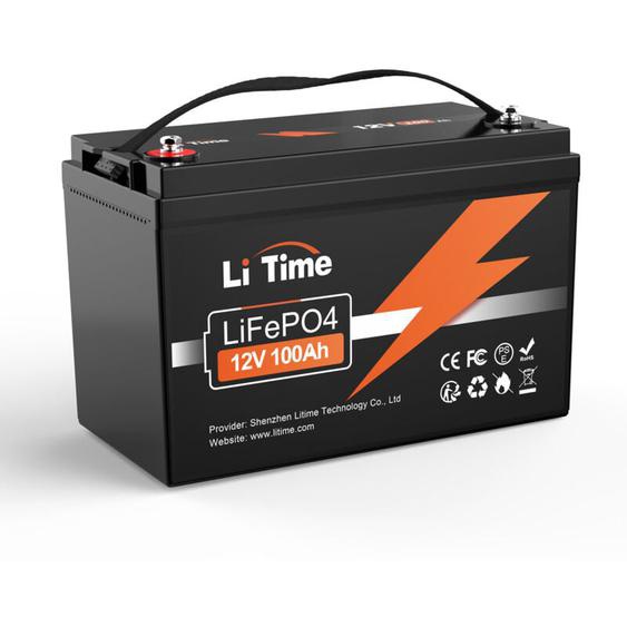 Batterie Lithium LiFePO4 12V 100Ah, bms 100A, 1280Wh, Batterie à Décharge Lente pour Camping-Car, Caravane, Moteur Éléctrique de Bateau, Panneau