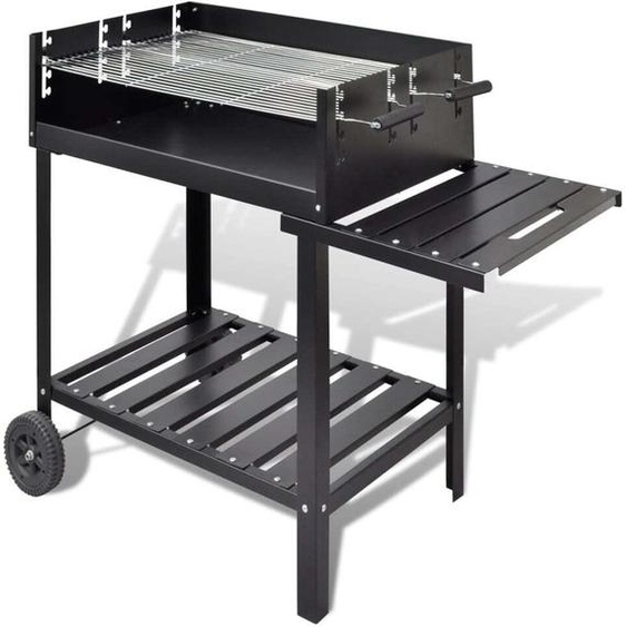 BBQ Grill Gril colonne Gril charbon Barbecue avec 2 roues