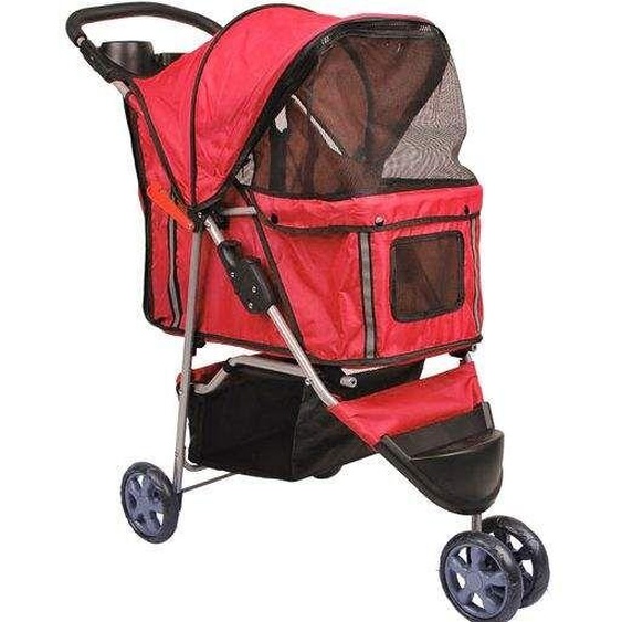 Bc-elec - 5663-0015Ared Poussette pour animaux à 3 roues, coloris rouge