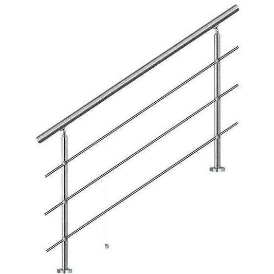 Bc-elec - AHM1203 Main courante descalier 120cm, balcon, balustrade, garde-corps en inox avec 3 barres transversales, install. à plat ou inclinée