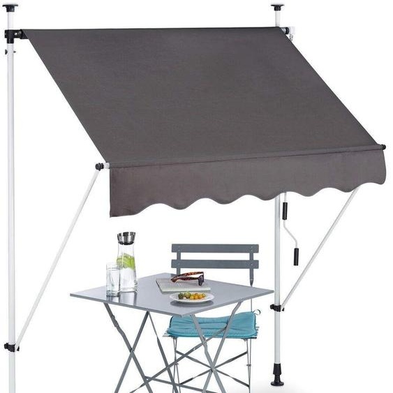 Bc-elec - HHYVA1512-ant Auvent rétractable manuel store banne marquise pour patio & terrasse 150x120cm gris antracite