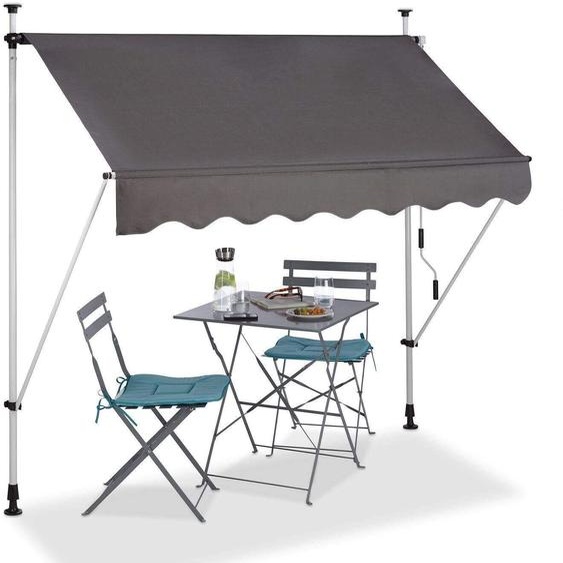 Bc-elec - HHYVA2012-ant Auvent rétractable manuel store banne marquise pour patio & terrasse 200x120cm gris antracite