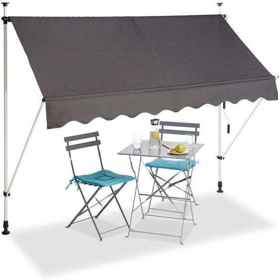 Bc-elec - HHYVA2512-ant Auvent rétractable manuel store banne marquise pour patio & terrasse 250x120cm gris antracite