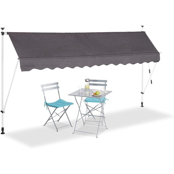 Bc-elec - HHYVA3512-ant Auvent rétractable manuel store banne marquise pour patio & terrasse 350x120cm gris antracite