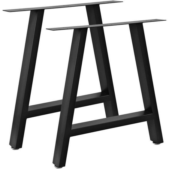 Bc-elec - HJJTS0015-B 2 Pieds de table en acier noir 70x72cm, Pieds pour meubles, Pieds de table métal avec pieds réglables