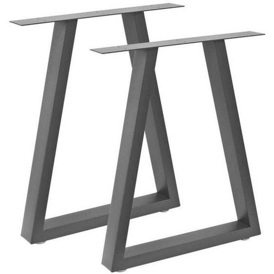 Bc-elec - HJJTS0017-S 2 Pieds de table en acier gris 60x72cm, Pieds pour meubles, Pieds de table métal avec pieds réglables