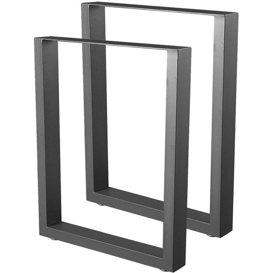 Bc-elec - HM6072-B Jeu de 2 Pieds de table en acier format rectangulaire noir, Pieds pour meubles, Pieds de table métal 60x72cm