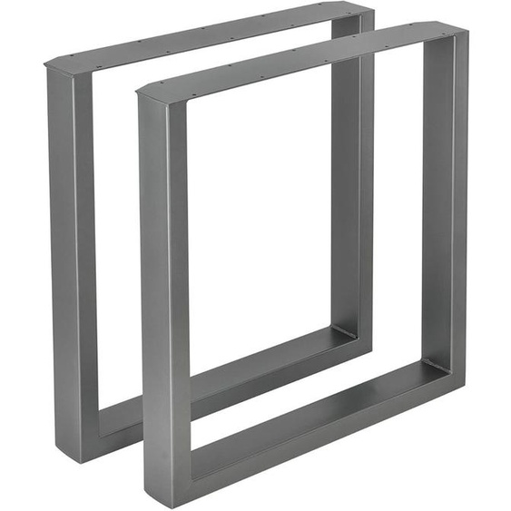 Bc-elec - HM6072-GRIS 2 Pieds de table en acier gris format rectangulaire 60x72cm, Pieds pour meubles, Pieds de table métal