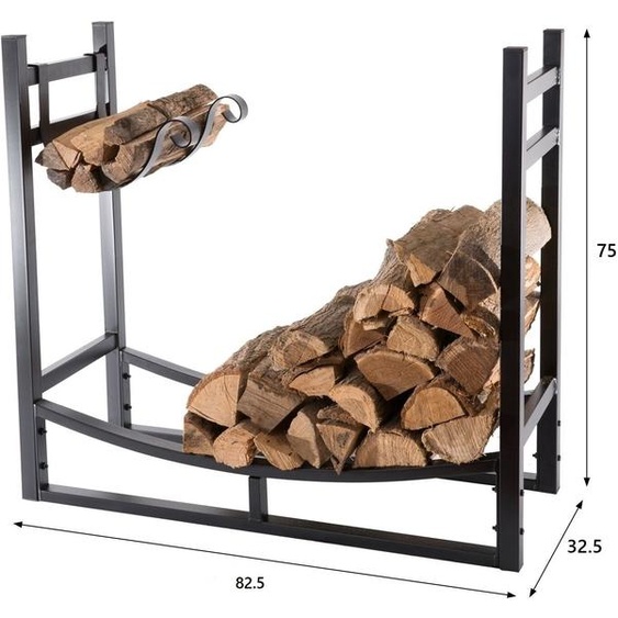 Bc-elec - HMFR-16 Rangement à bois en acier noir 82.5X33X75CM, rack pour bois de chauffage, range-bûches