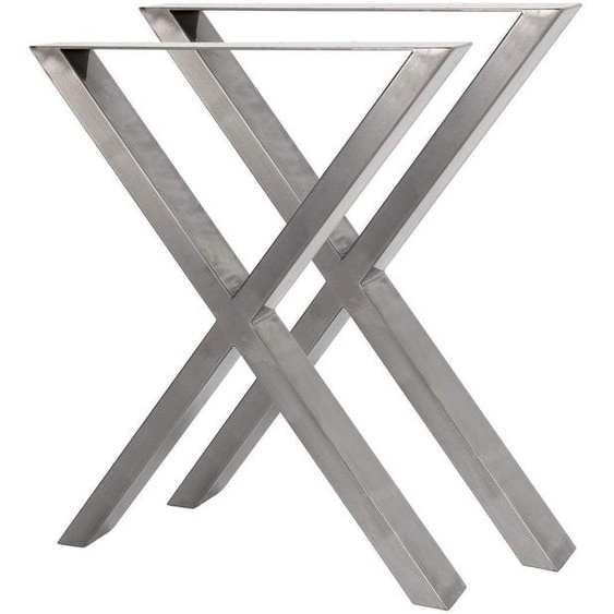 Bc-elec - HMLT-3 Jeu de 2 Pieds de table en acier brut vernis format X, Pieds de table métal 60x72cm