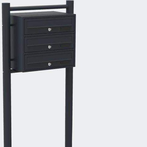 Bc-elec - HPB1X3-GS Boite aux lettres sur pieds Anthracite pour 3 appartements