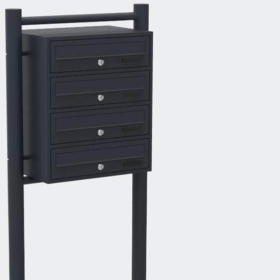 Bc-elec - HPB1X4-GS Boite aux lettres sur pieds Anthracite pour 4 appartements