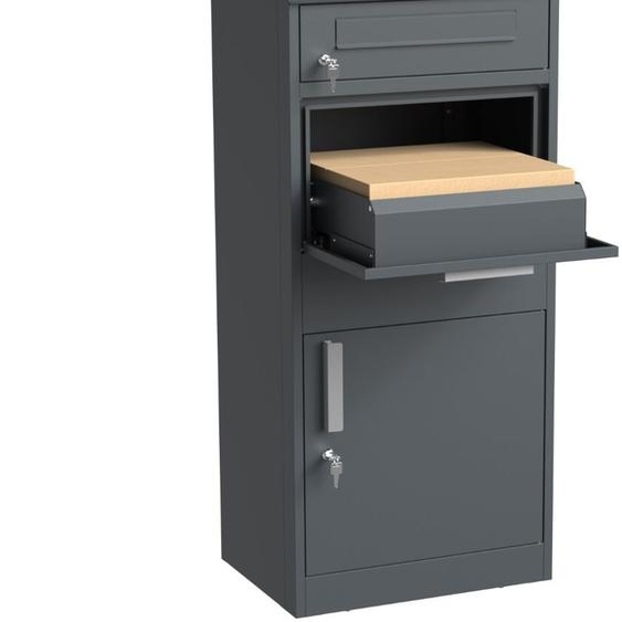 Bc-elec - HXXPB005-2 Boîte aux lettres avec boîte à colis en acier galvanisé anthracite et compartiment courrier séparé, 50x38x112cm