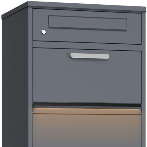 Bc-elec - HXXPB005-2S1 Boîte à colis, boite aux lettres avec barre déclairage LED solaire et capteur crépusculaire – Anthracite 50x39x112cm