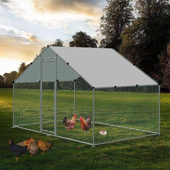 Bc-elec - RA-322 Poulailler dextérieur 3x2x2m, enclos grillagé pour poules, volaille, structure en acier galvanisé 25x0.65mm