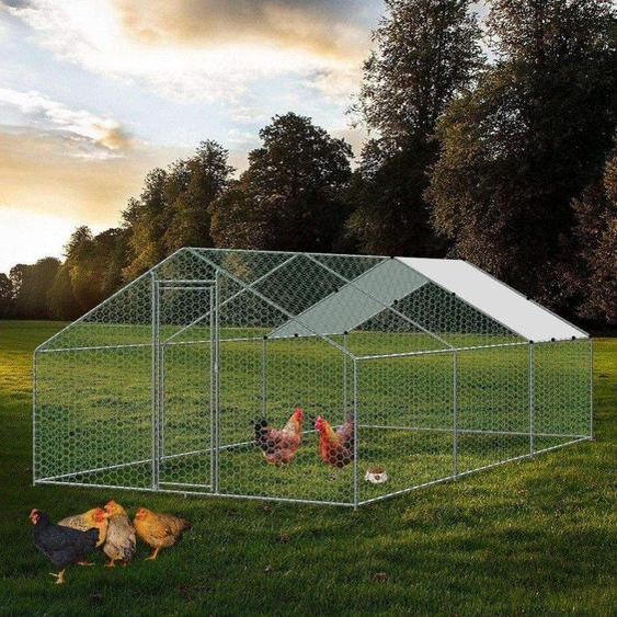 Bc-elec - RA-362 Poulailler dextérieur 3x6x2m, enclos grillagé pour poules, volaille, structure en acier galvanisé 25x0.65mm