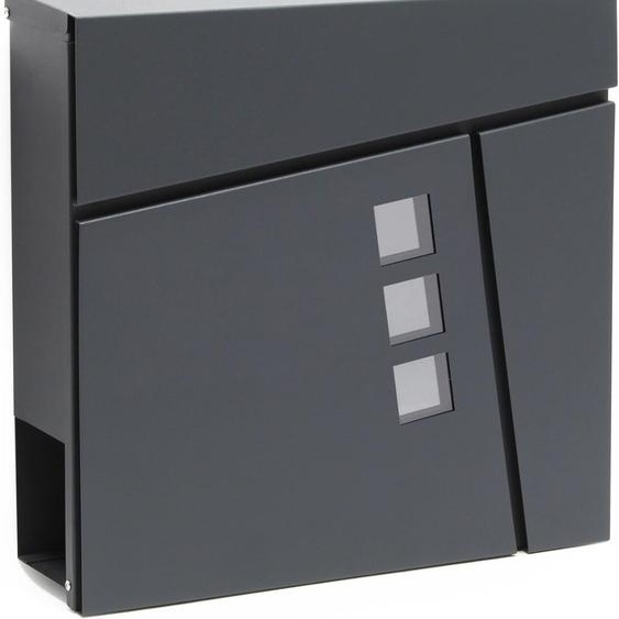 Bc-elec - SHWMB001 Boîte aux lettres murale en acier galvanisé anthracite avec compartiment inférieur pour journaux