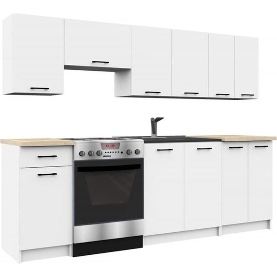 BDW Cuisine 240cm bloc de cuisine, blanc