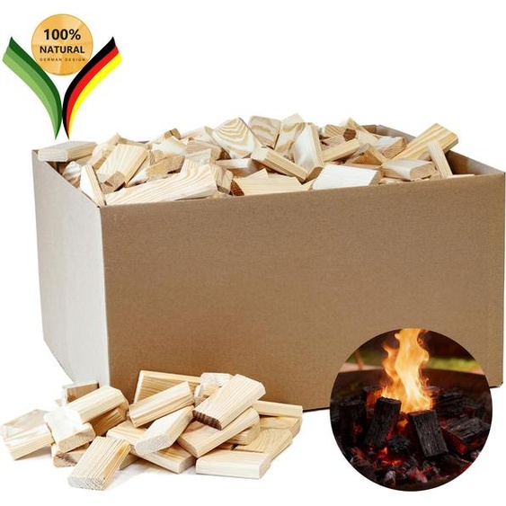 be4nature Blocs de bois de pin 20 kg – Allume-feu, bois de chauffage et briquettes de bois pour cheminée, poêle et barbecue