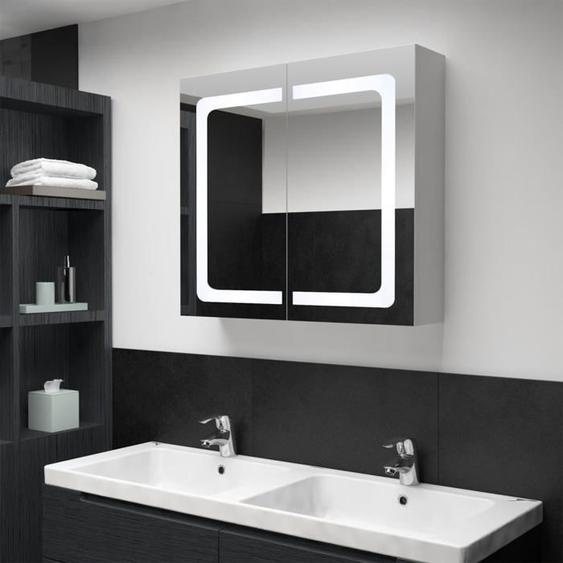 BEAU Armoire avec Miroir Armoire de Toilette - Armoire de salle de bain à miroir LED - 80x12,2x68 cm mode165622