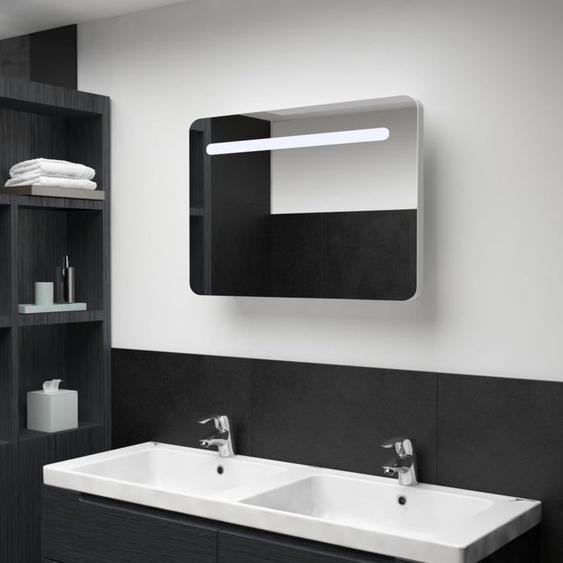 BEAU Armoire avec Miroir Armoire de Toilette - Armoire de salle de bain à miroir LED - 80x9,5x55 cm mode219176